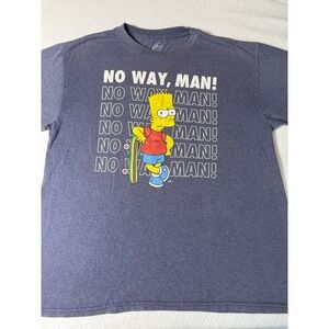 Bart Simpson "No Way, Man!" Graphic T-Shirt Blue XL